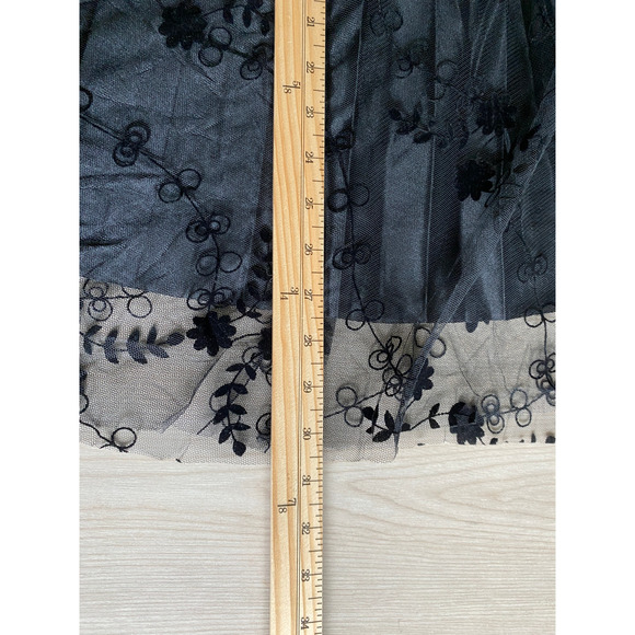 Jon & Anna Velvet Floral Flocking Mesh Skirt Women L Black Witchy Whimsigoth NWT - Picture 6 of 8